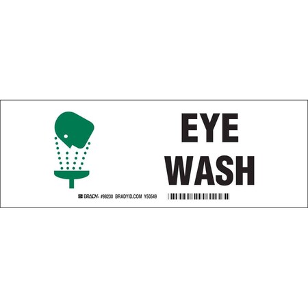 Brady Eye Wash, 3-1/2 in x 10 in, Rectangle, Polyester, 20102KLS, PK10 20102KLS